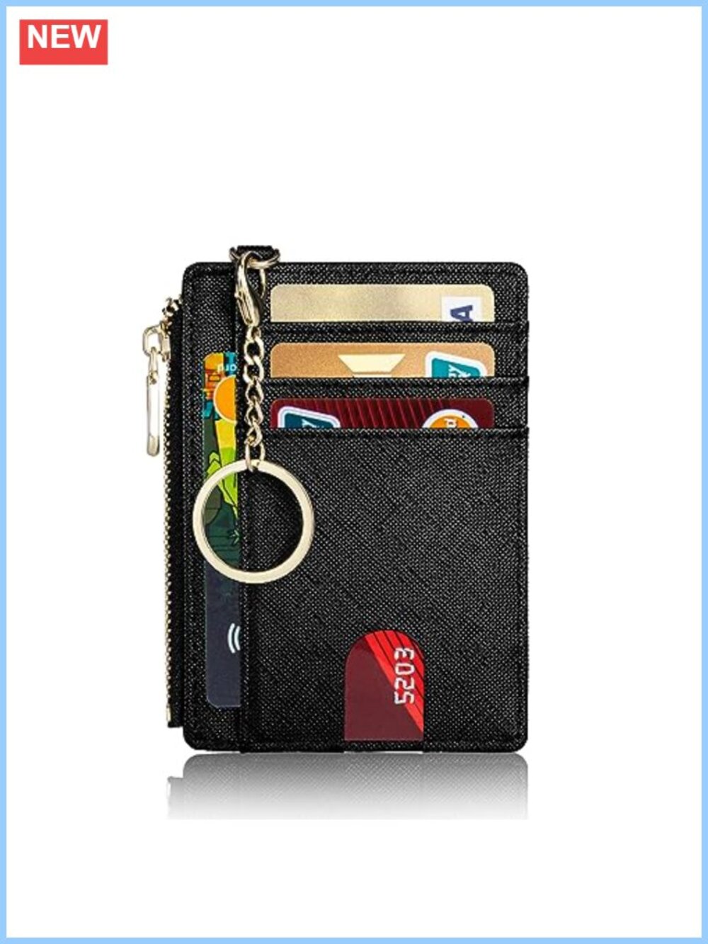 RFID Blocking Slim Wallet with Detachable Keychain and ID Window